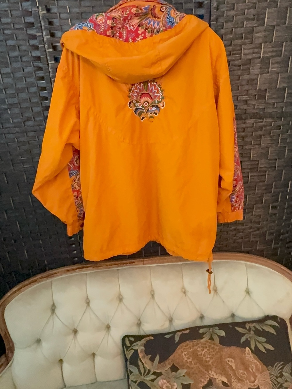 🧡🌺 Vintage Powderhorn Hooded Embroidered Windbreaker Jacket Size 12 - Picture 9 of 14